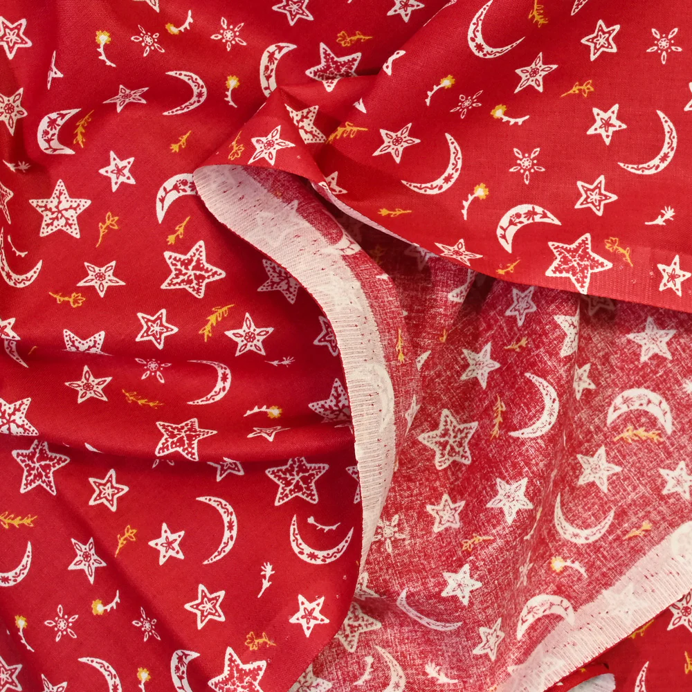 Popeline de coton imprimée étoile filante fond rouge - Image 3
