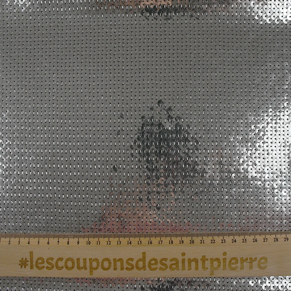Sequins argentés sur tulle gris - Image 3