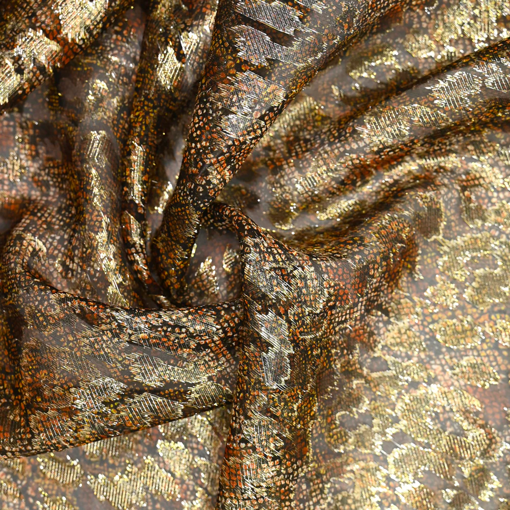 Soie dévorée lancée découpée dorée léopard - Image 3