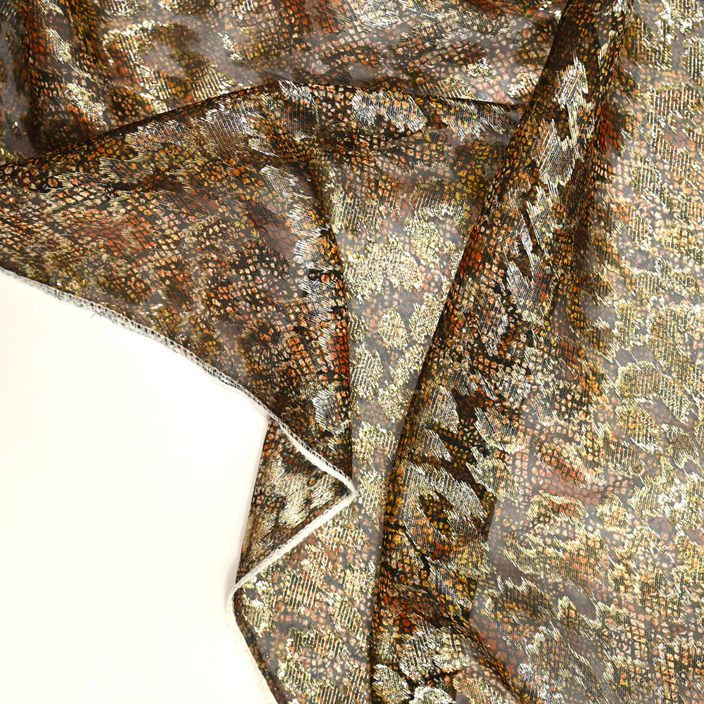 Soie dévorée lancée découpée dorée léopard - Image 4