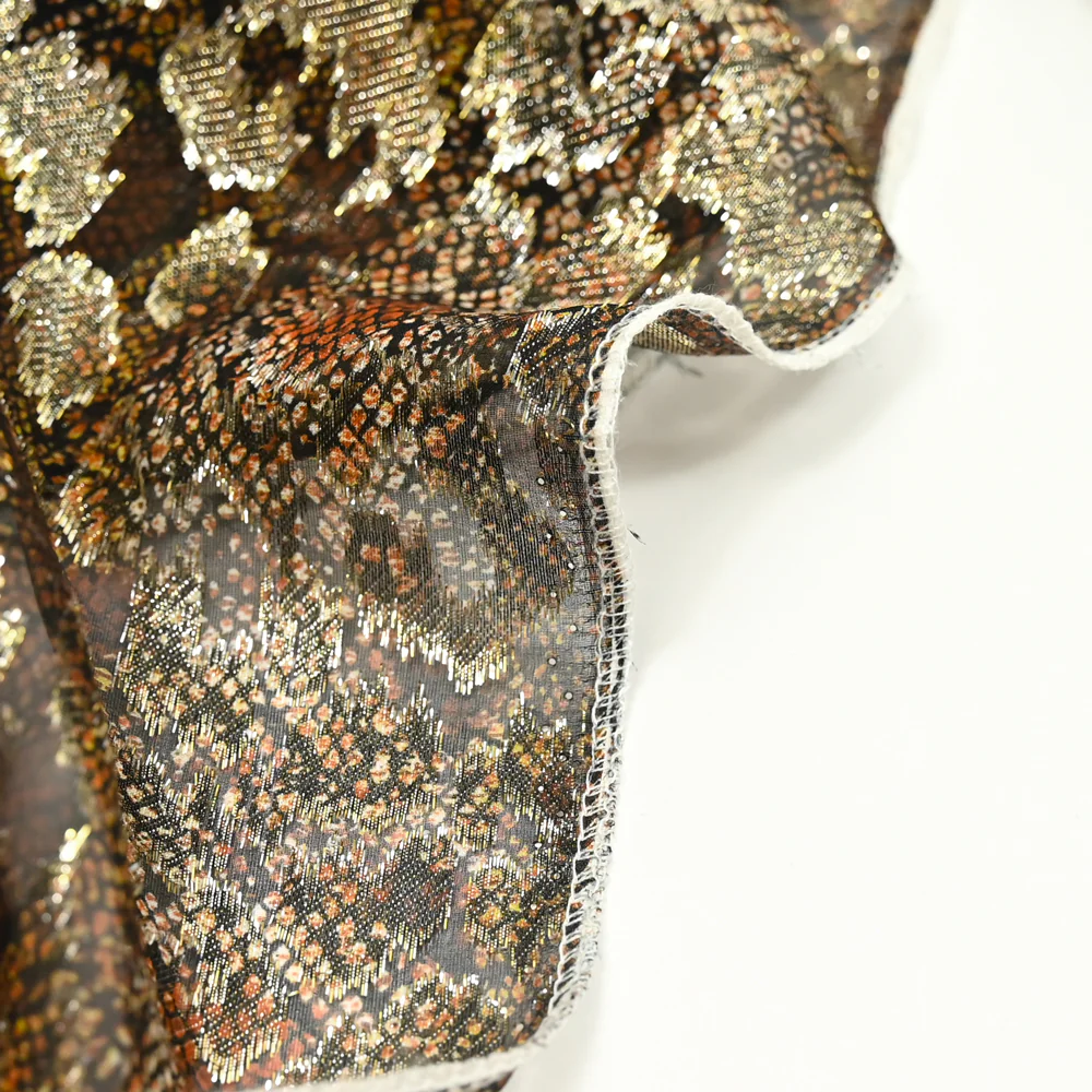 Soie dévorée lancée découpée dorée léopard - Image 5