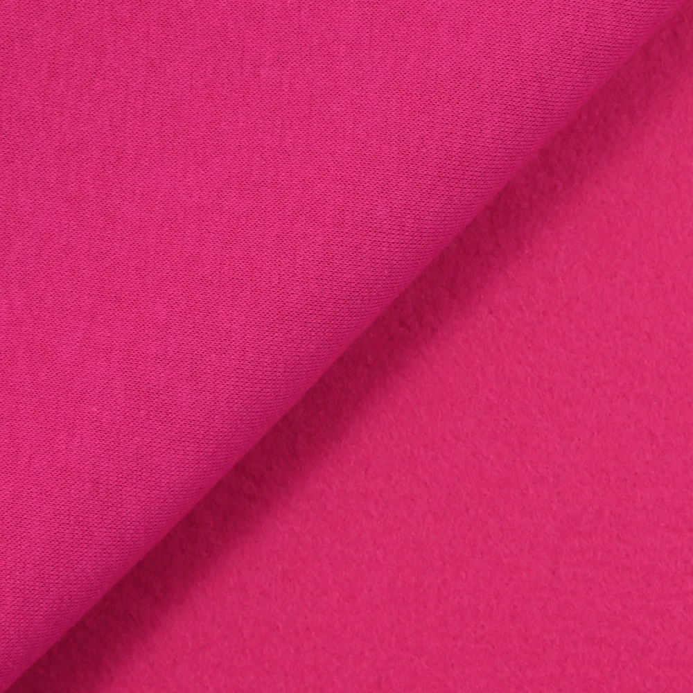 Tissu sweat minkee épais fuchsia - Image 3