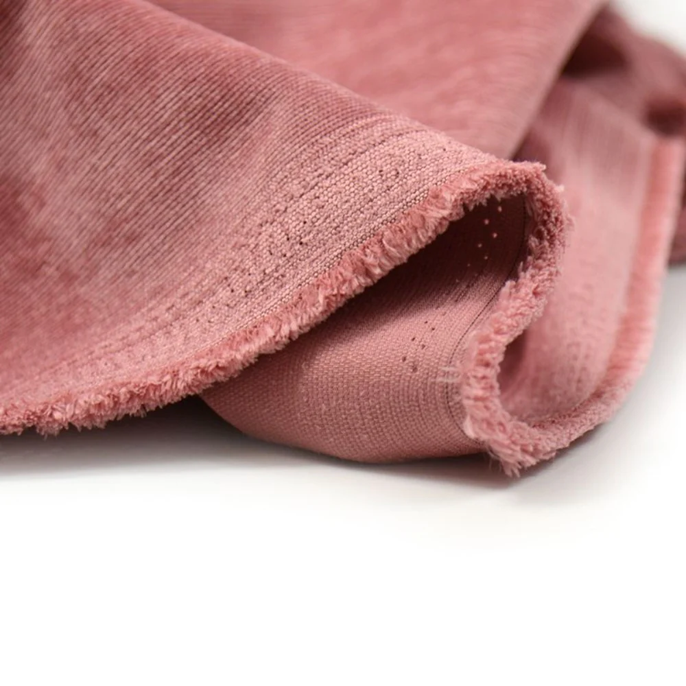 Velours polyester fines côtes vieux rose - Image 4