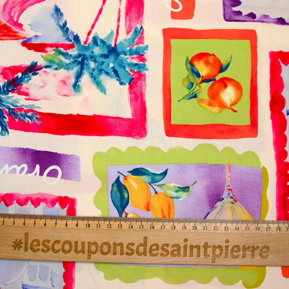 Viscose imprimée bord de mer fond écru - Image 3