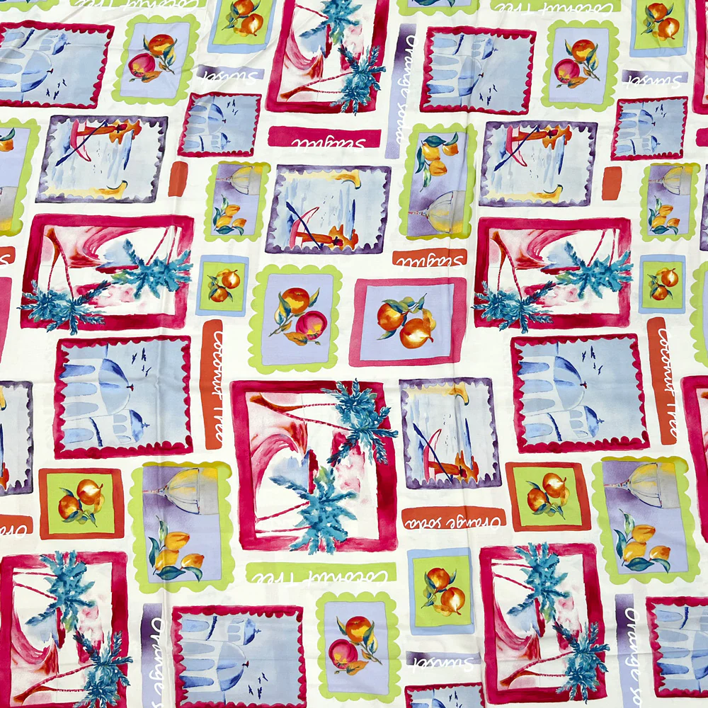 Viscose imprimée bord de mer fond écru - Image 4