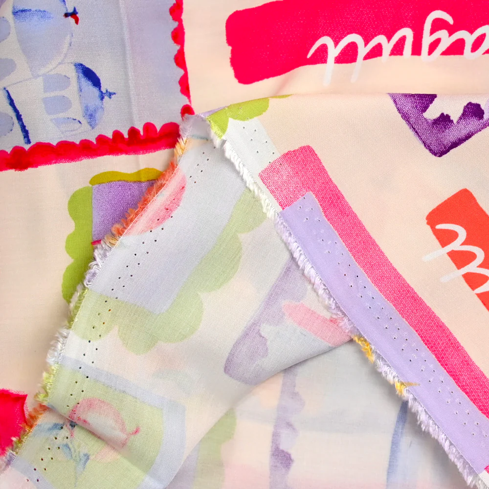 Viscose imprimée bord de mer fond écru - Image 5