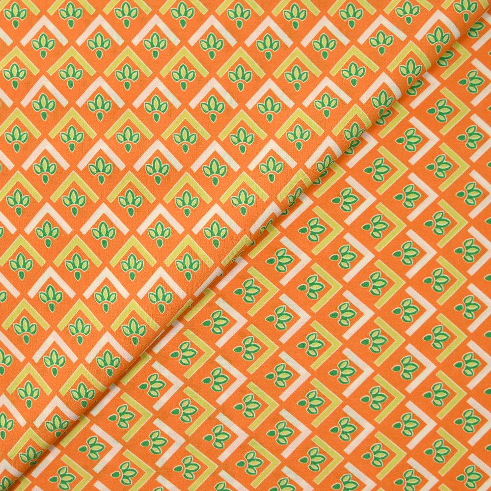 Viscose imprimée la pointe écrue fond orange - Image 4