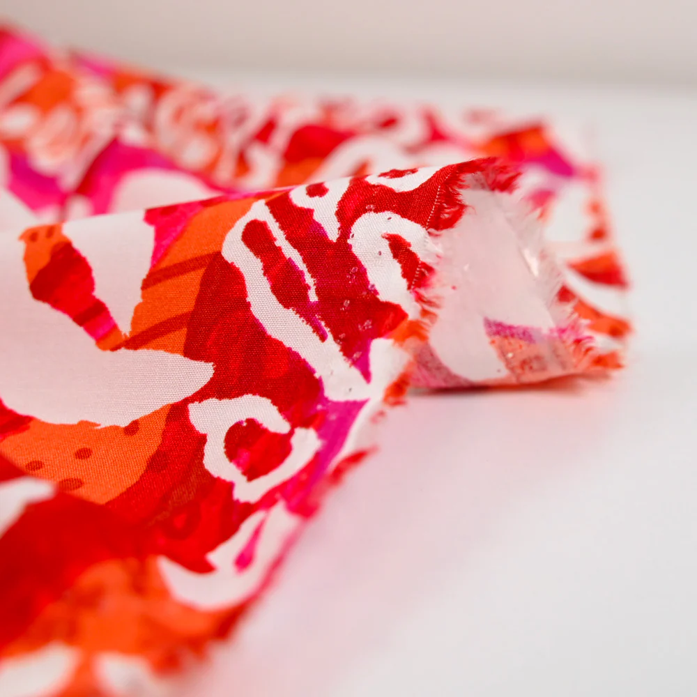 Viscose imprimée léopard rose et orange - Image 5